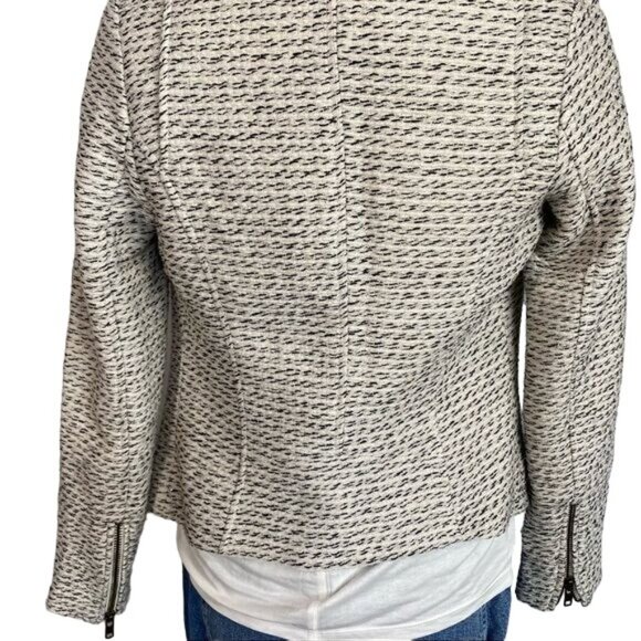 TL The Letter Moto Jacket White/Black/Gold Thread Zipper Wool Blend Size XS - Picture 11 of 12